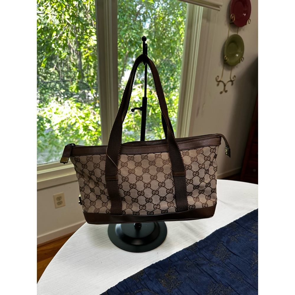 Gucci Beige Brown Canvas & Leather Small Tote Bag - Picture 3 of 15